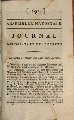 Journal des débats et des décrets Samstag 22. Januar 1791