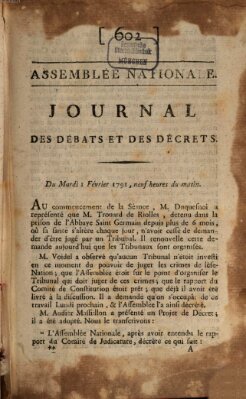 Journal des débats et des décrets Dienstag 1. Februar 1791