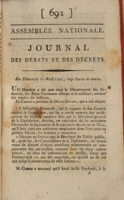 Journal des débats et des décrets Sonntag 17. April 1791