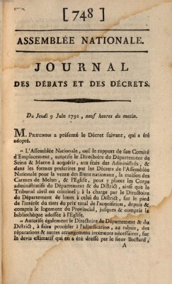 Journal des débats et des décrets Donnerstag 9. Juni 1791