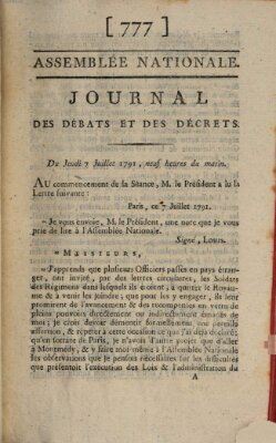 Journal des débats et des décrets Donnerstag 7. Juli 1791