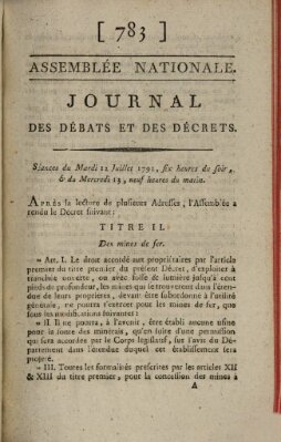 Journal des débats et des décrets Mittwoch 13. Juli 1791