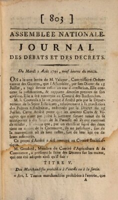 Journal des débats et des décrets Dienstag 2. August 1791