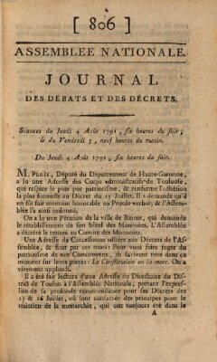 Journal des débats et des décrets Donnerstag 4. August 1791