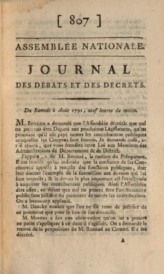 Journal des débats et des décrets Samstag 6. August 1791