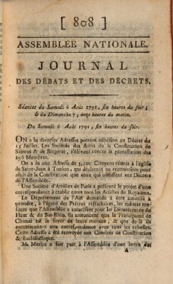 Journal des débats et des décrets Samstag 6. August 1791