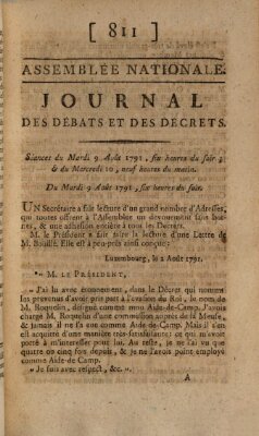 Journal des débats et des décrets Dienstag 9. August 1791