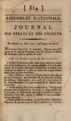 Journal des débats et des décrets Samstag 13. August 1791