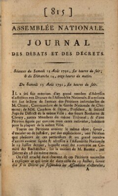 Journal des débats et des décrets Sonntag 14. August 1791