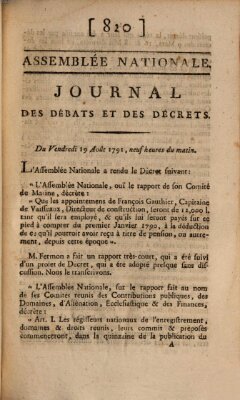 Journal des débats et des décrets Freitag 19. August 1791