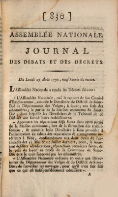 Journal des débats et des décrets Montag 29. August 1791