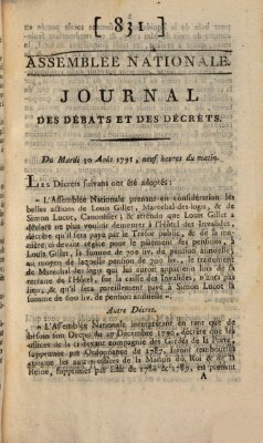 Journal des débats et des décrets Dienstag 30. August 1791