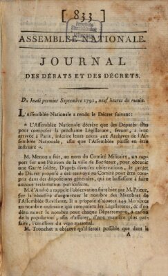 Journal des débats et des décrets Donnerstag 1. September 1791