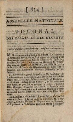 Journal des débats et des décrets Freitag 2. September 1791