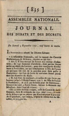 Journal des débats et des décrets Samstag 3. September 1791