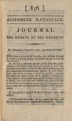 Journal des débats et des décrets Sonntag 4. September 1791