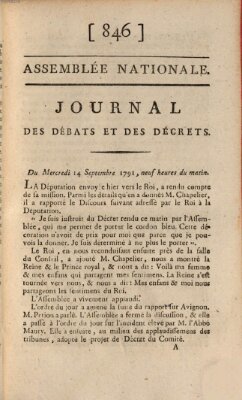 Journal des débats et des décrets Mittwoch 14. September 1791