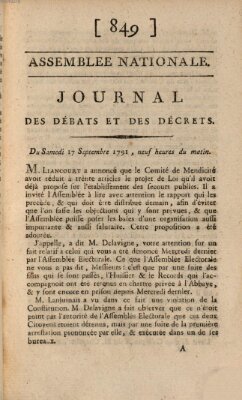 Journal des débats et des décrets Samstag 17. September 1791