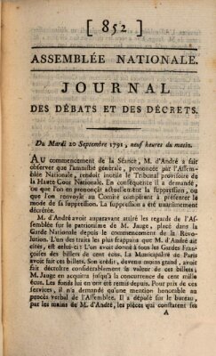 Journal des débats et des décrets Dienstag 20. September 1791
