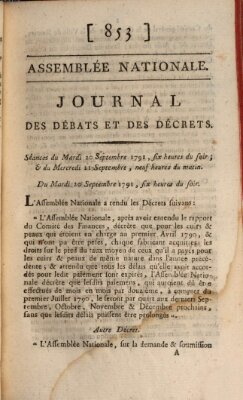Journal des débats et des décrets Dienstag 20. September 1791
