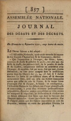 Journal des débats et des décrets Sonntag 25. September 1791