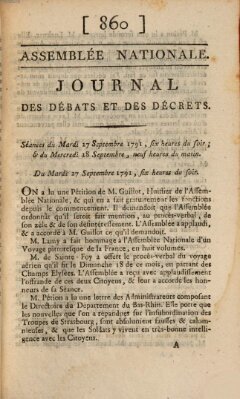 Journal des débats et des décrets Mittwoch 28. September 1791