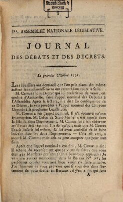 Journal des débats et des décrets Samstag 1. Oktober 1791