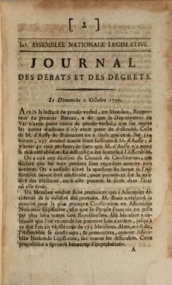 Journal des débats et des décrets Sonntag 2. Oktober 1791