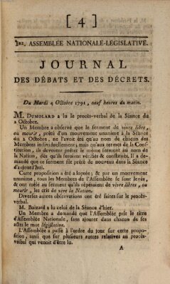 Journal des débats et des décrets Dienstag 4. Oktober 1791