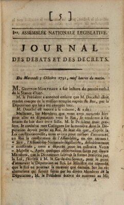 Journal des débats et des décrets Mittwoch 5. Oktober 1791