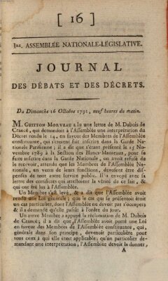 Journal des débats et des décrets Sonntag 16. Oktober 1791