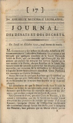 Journal des débats et des décrets Montag 17. Oktober 1791