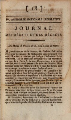 Journal des débats et des décrets Dienstag 18. Oktober 1791