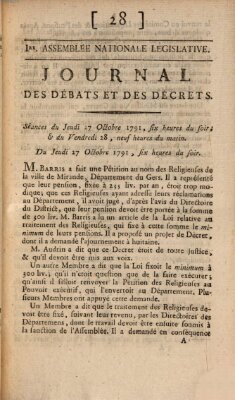 Journal des débats et des décrets Freitag 28. Oktober 1791