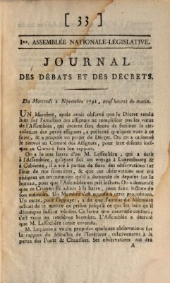 Journal des débats et des décrets Mittwoch 2. November 1791