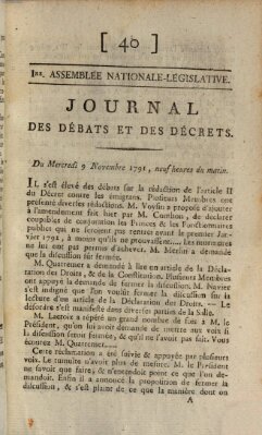 Journal des débats et des décrets Mittwoch 9. November 1791