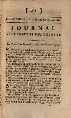 Journal des débats et des décrets Freitag 11. November 1791