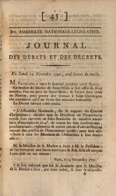 Journal des débats et des décrets Montag 14. November 1791