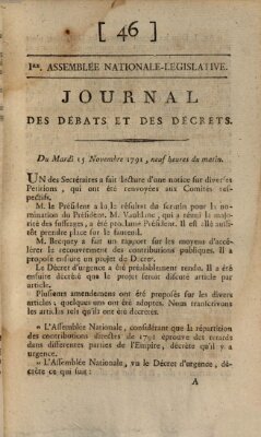 Journal des débats et des décrets Dienstag 15. November 1791