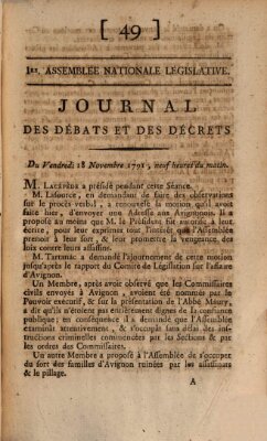 Journal des débats et des décrets Freitag 18. November 1791