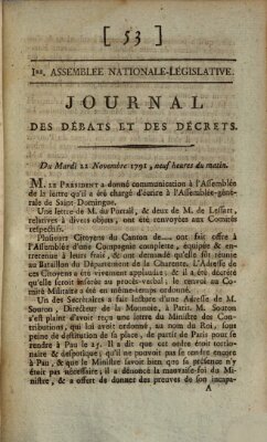 Journal des débats et des décrets Dienstag 22. November 1791