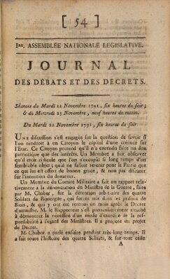 Journal des débats et des décrets Dienstag 22. November 1791