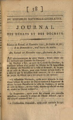 Journal des débats et des décrets Sonntag 27. November 1791