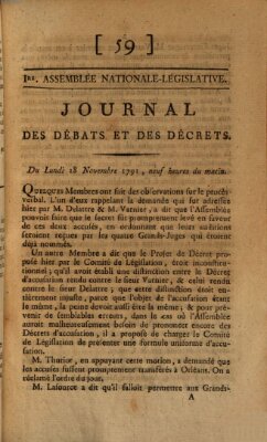 Journal des débats et des décrets Montag 28. November 1791