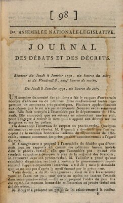 Journal des débats et des décrets Donnerstag 5. Januar 1792