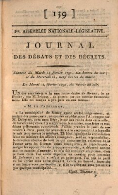 Journal des débats et des décrets Dienstag 14. Februar 1792