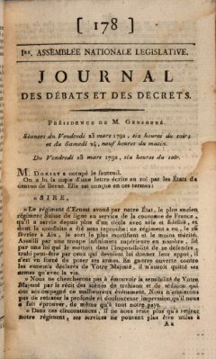 Journal des débats et des décrets Freitag 23. März 1792