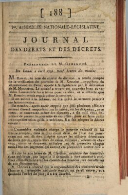 Journal des débats et des décrets Montag 2. April 1792