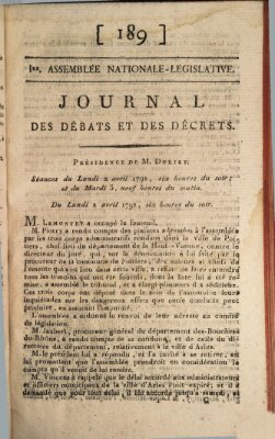 Journal des débats et des décrets Montag 2. April 1792