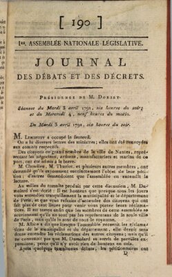 Journal des débats et des décrets Dienstag 3. April 1792